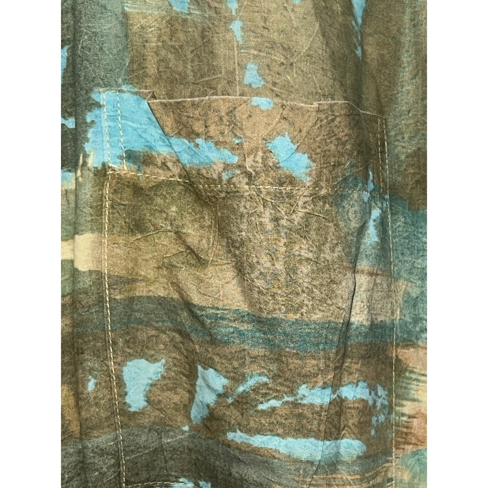 Jams World Button Up Shirt Mens XL Floral Splash Tan Coco Vintage Hawaiian Camp - Picture 4 of 12